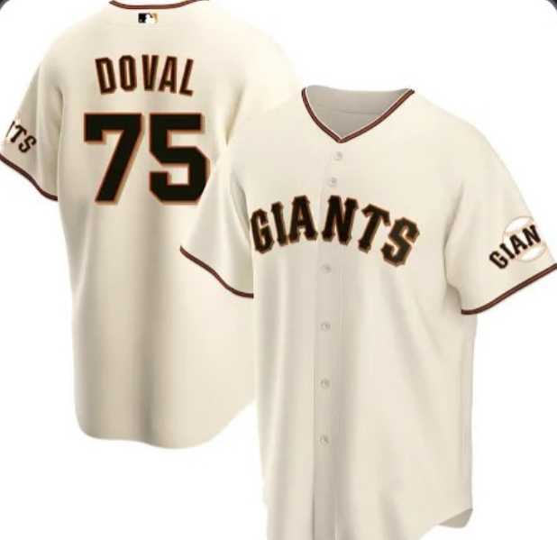 Mens San Francisco Giants #75 Camilo Doval Cream Home Nike Jersey Dzhi